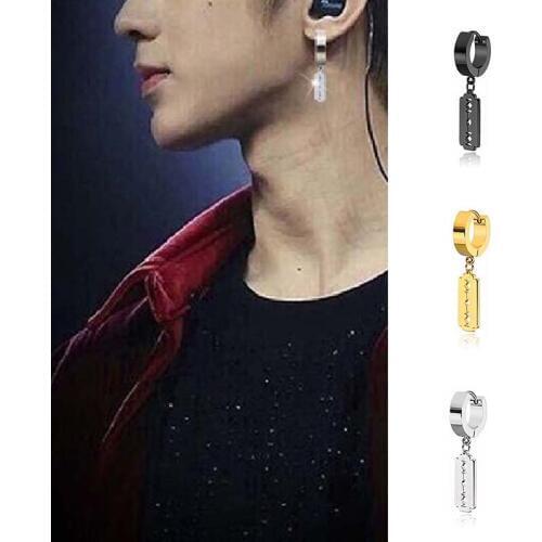 1 pc Piercing Ear Decoration Unisex Stainless Steel Round Stud Earring Piercing Rrazor Blade Shape Punk Ear Jewelry