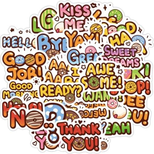 10/30/50PCS Cute Cartoon Food Phrase Stationery Box Waterproof Graffiti Suitcase Guitar Toy Decoration Sticker Wholesale