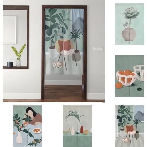 Cartoon Cotton Hemp Bedroom Kitchen Half Panel Curtain Geomantic Door Curtain Shower Toilet Blackout Curtain