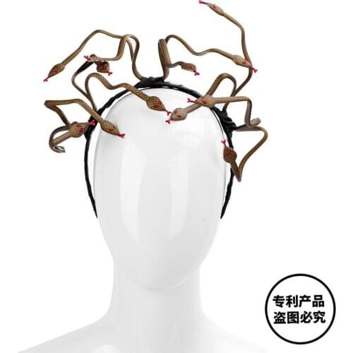 Halloween Carnival Burning Man Cosplay Costume Hair Clasp Accessory Animal Stirnband PVC Scary Medusa Snake Headband