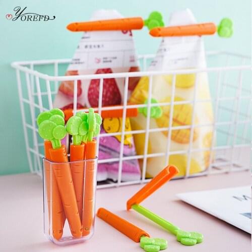 OYOREFD 5pcs/set Reusable Bag Clips Food Seal Clip Cute Carrot Snack Milk Powder Plastic Bags Packaging Clip Kitchen Gadgets