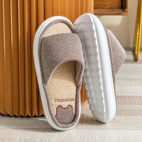 Womens Soft Indoor Slippers Winter Non-slip Platform Warm Plush Slipper Men Bedroom House Flurry Cotton Shoes Flax Flip Flops