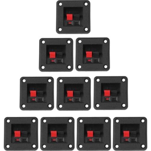 10PCS Speaker Terminal Plate 2 Position 2 Terminals Spring Clip Black Red Double Input Jack Audio Speaker M5TB