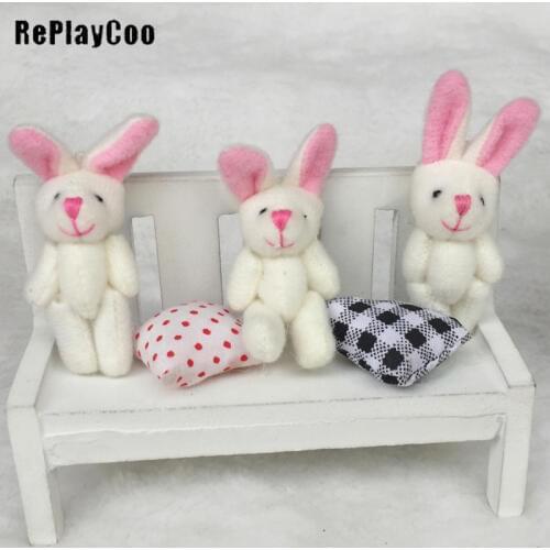 100Pcs/Lot100Pcs/Lot Mini rabbit Stuffed Plush Toys Small Stuffed Toys 6cm Pink eared white rabbit Bunny rabbit Pend GMR078
