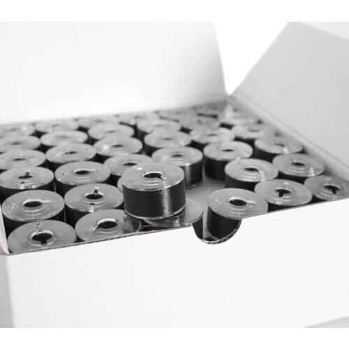 144pcs L Size Plastic Sided Prewound Bobbin Thread for Machine Embroidery 75D/2 60wt Black Color