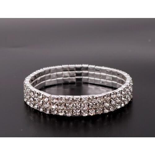 2pcs/lot with water drill three layer Drill bracelet Elastic Bracelet bangles Accessories Women fashion jewelry about 17cm