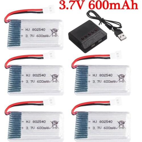 3.7V 600mAh 802540 Lipo Battery and Charger For SYMA X5C X5C-1 X5 X5SC X5SW M68 K60 HQ-905 CX30 RC Quadcopter 3.7 V battery