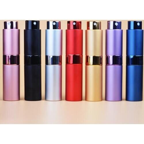 300PCS 8ml 15ml round rotary spray bottle aluminum perfume portable glass refillable bottles