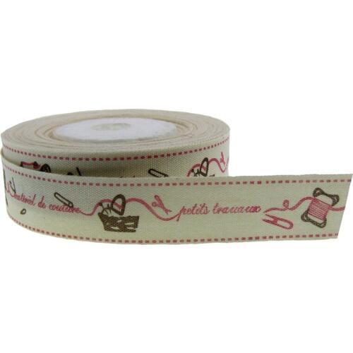 5 Yards 5/8" cotton ribbon printed sewing machine needle thread ribbons for sewing fabric craft packing wedding DIY Decorations