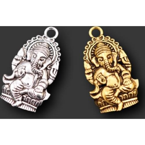 6pcs 26 * 16mm Silver Color / Gold Lucky Pendant Elephant Lucky Charm Ganesha Lucky Pendant Elephant Buddha A2100