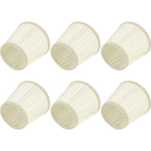 6Pcs Fabric Cloth Lampshade Lamp Cover Replacement for Chandelier Wall Lamps Beige E14