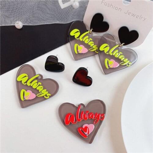 New arrived 40pcs/lot alphabet flowers pattern print cartoon hearts shape acrylic beads diy jewelry earring pendant accessory