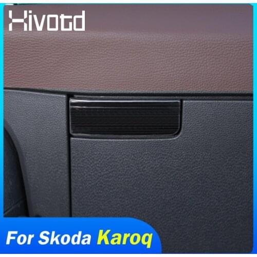 For Skoda Karoq 2018-2020 Accessories Interior Auto Decoration Car Copilot Glove Storage Box Handle Sticker Trim Car Styling