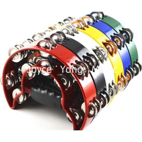Alice Double Jingles Halfmoon Shape Tambourine Percussion Handbell Metal Jingle Tambourine Free Shipping