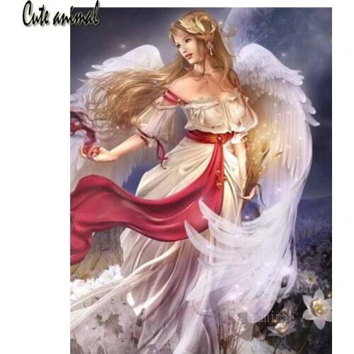 Angel Girl Flower DIY Handmade 5D Diamond Painting Cross Stitch Kit Diamond Mosaic Embroidery Full Drill Square Home Decoration