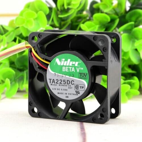 Free Shipping Nidec B34605-33 TA225DC 60mm 6cm 12V 0.58A 60x60x25mm 3- wire 3-pin server inverter cooling fans