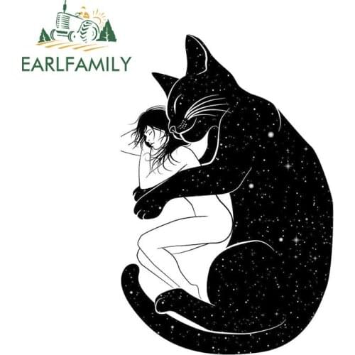 EARLFAMILY 13cm x 8.5cm for Mysterious Black Cat Car Stickers Vinyl Fashionable Decals Scratch-Proof Car Door Protector