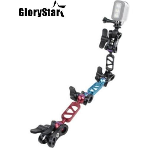 GloryStar 1PCS CNC Aluminum Alloy Diving Light Arm Ball Head Butterfly Clip Light Arms For GOPRO Hero OSMO DJI SJ Sports Camera
