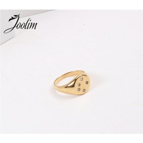 Joolim High End 18K Gold PVD Fashion Set Auger Dipper Rings for Women Stainless Steel Jewelry Wholesale