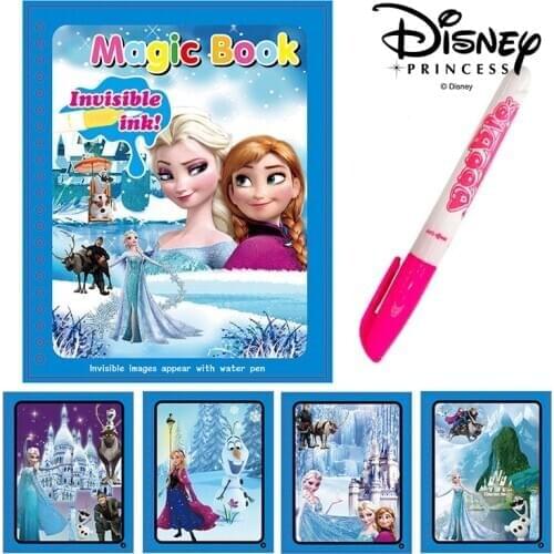 Disney Painting Water Mickey Mouse Frozen Sofia Princess Painting Magical Childrens Painting Card Fun Water Picture Book
