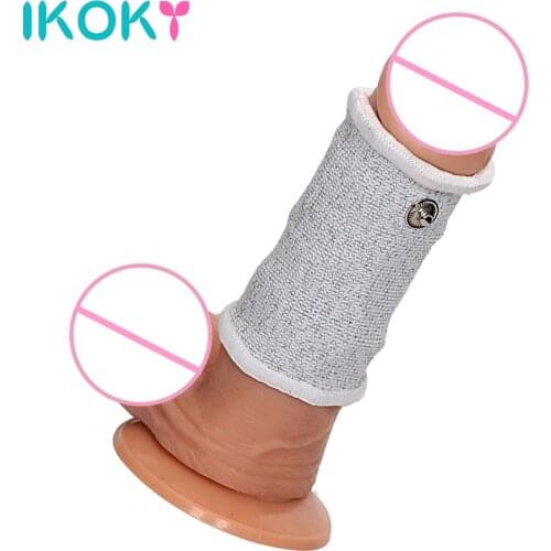 IKOKY Penis Ring Conductive Fiber Medical Sex Toys for Men 1 Piece Therapy Massager Electro Stimulation Electric Shock Cock Ring