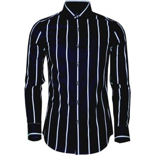 100% Cotton Men Shirt Fashion White Black Striped Men Shirt Long Sleeve Plus Size 4xl Slim Fit Patry Wedding Men Dress Shirts