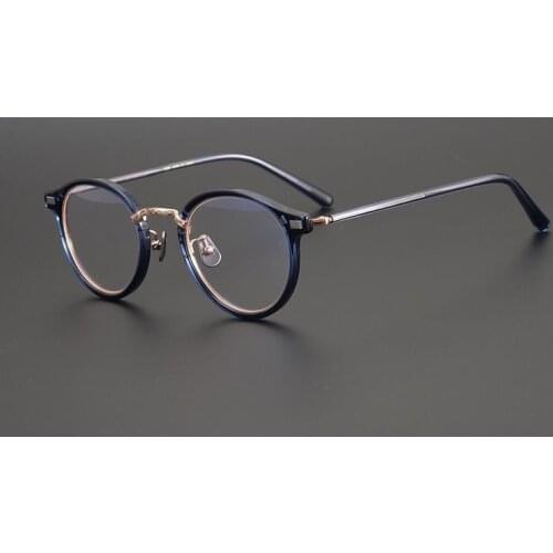 High Quality Exquisite Carving Computer Glasses Frame Men Vintage Round Literature Acetate Eyeglasses Women Oculos