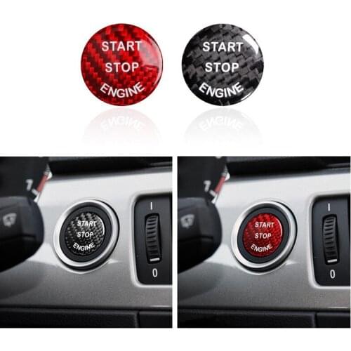 Real Carbon Fibre Car Start Stop Engine Button Sticker Cover for BMW E60 E90 F10 F12 F25 F26 F15 F16 E91 E92 E93 E70 Accessories