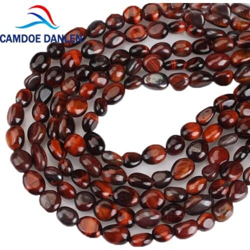Natural Stone Lrregular Oval Red Tiger Eye Beads 4-6mm 8-10mm 15" Gravel Beads Fit Diy Beads For Jewelry Making