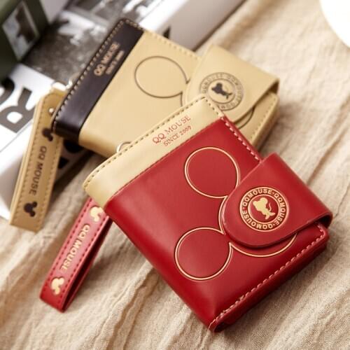 2020 New Cartoon Disney Mickey Short Wallet Female Korean Version Cute Two-fold Student Zipper Coin Purse