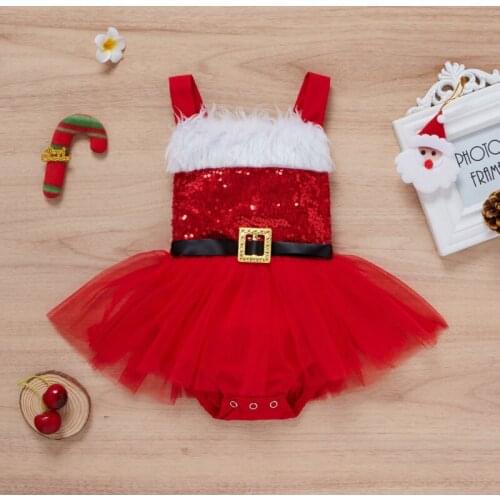 Kid 2020 New Hot Fashion Baby Girl Christmas Party Deer Romper Tops Cotton Cake Smash Tutu Tulle Skirt Dress ropa de bebe