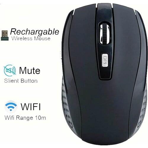 Rechargeable Wireless Mouse 1600dpi Slient 6D Button Mini Optical cordless mouse Mice Computer Laptop Desktop USB