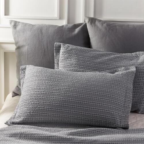PHF 100% Cotton Yarn Dyed Waffle Weave Soft Cozy Home Pack of 2 Pillowcases Queen King Sleep Pillows For Luxury Home Decor