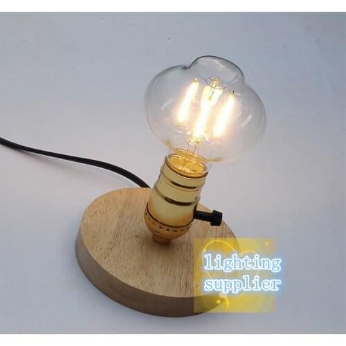 Bedroom bedside reading Lighting fixture Vintage Industrial Table lamp Light Edison Bulb Wooden Desk Lamp E27 (Wood/Black/beige)