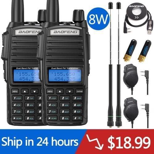 2PCS Baofeng UV-82 Plus 8W Walkie Talkie UV82 CB Radio Station 10KM VHF UHF Dual Band UV 82 Two Way Radio Ham Radio