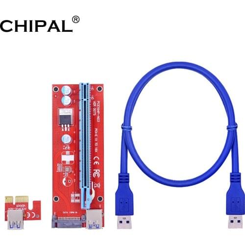 10PCS CHIPAL PCI-E 1X to 16X Extender PCI Express Riser Card 100CM 60CM USB 3.0 Data Cable / SATA Power Supply for Graphics Card