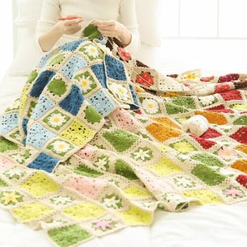 Size 83CM*83CM Four Seasons flower blanket DIY baby wool group Hand Crochet Cotton baby children hand made Yarn flower blanket