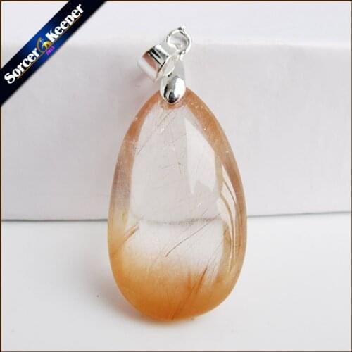 Rare Natural Quartz Rutilated Garden Quartz Crystal Pendant Red or Gold Crystal Necklace Natural Stones and Minerals MS742