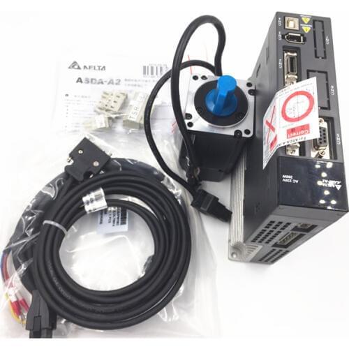 CNC Delta Servo System 200W AC Servo Motor + Driver kits 220V 0.64NM 3000r/min 60mm with 3M Cable ECMA-C10602RS+ASD-A2-0221-L