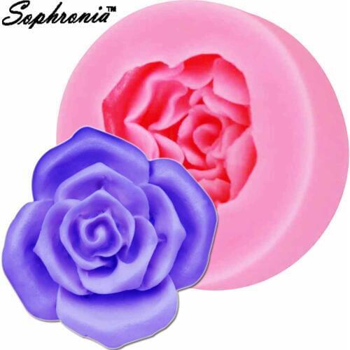 Sophronia High quality DIY Rose Sugar Fondant Cake Decorating Tool Chocolate Gumpaste Moulds Resin Clay Candle Molds M773 10PCS