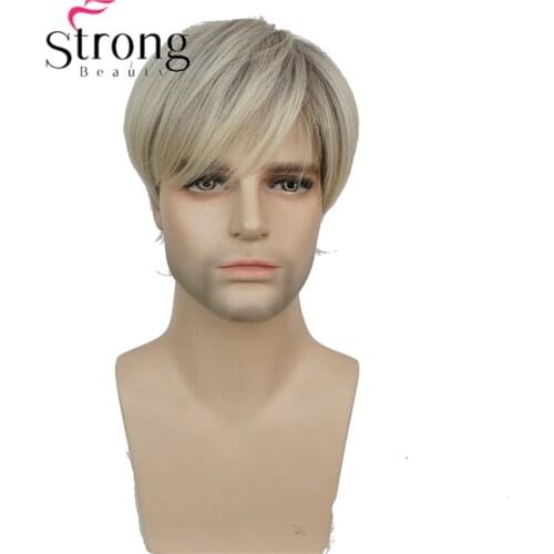 StrongBeauty Blonde Ombre Mens' Short Wig Synthetic Hair Wigs