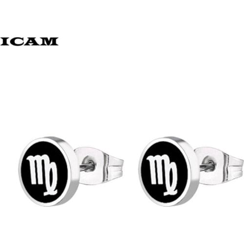 ICAM Fashion Stainless Steel Small Stud Earrings For Women Girl Children Black Cute EarringWomen Men Jewelry