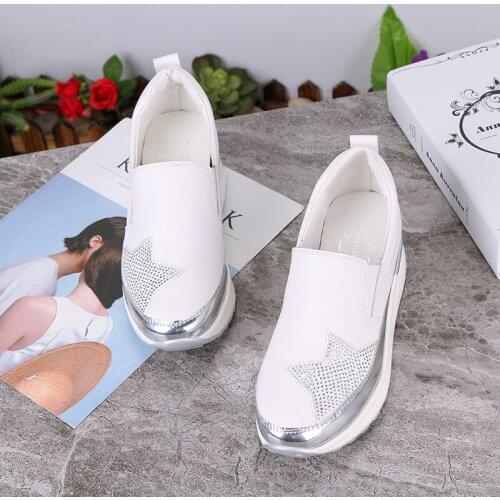 2021 New Spring and Autumn Fashion Loafers Silver Platform Shoes Ladies Swing Ladies Flat Shoes
