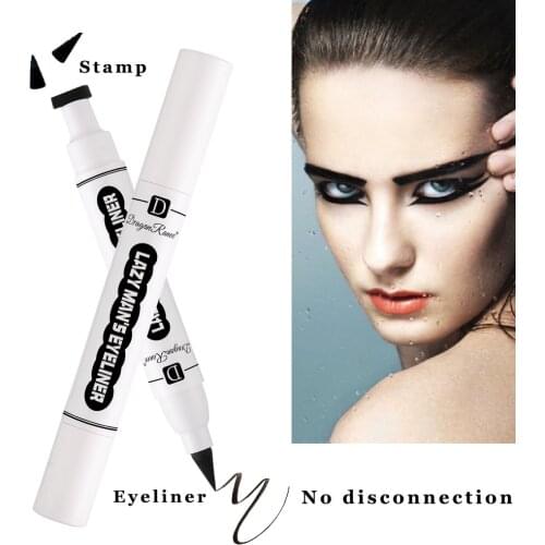 2PCS Makeup Cosmetics Women Eyeliner Pen Waterproof Long Lasting Quick Drying Smooth Eyeliner Stamp Eye Liner Pencil Tools