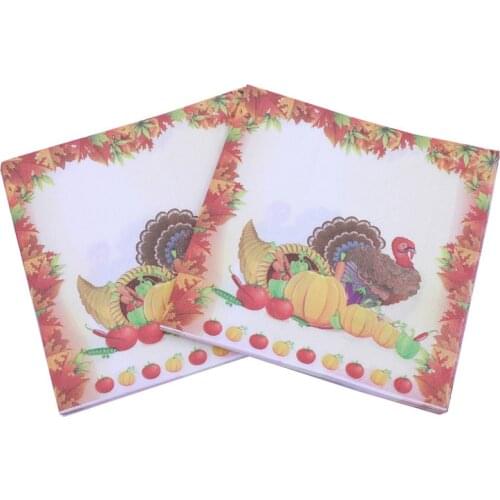 20Napkins/Lot 33*33cm 2Layers 2020 Printing Creative Napkin Turkey Party Paper Thanksgiving Restaurant Decorations