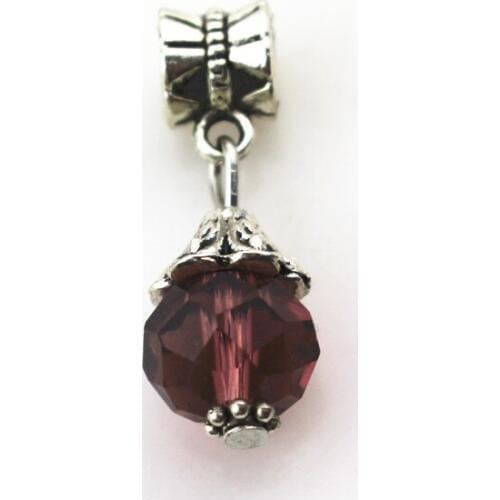 20pcs/lot dark purple crystal stone hanging charm big hole pendant beads fit bracelet diy jewelry accessories dangle charms