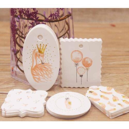 2019 New diy parking tag 5x3cm /4x4cm/6.4x3.5cm/4.7x4cm/3.9x3.9cm 50 tag scallop shape white color for wedding candy gift tags