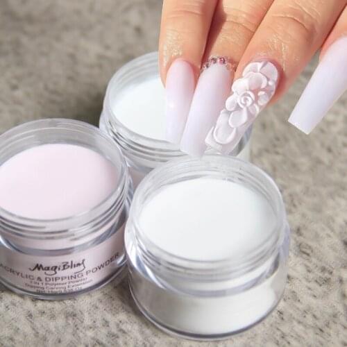 3 Boxes/lot Nail Acrylic Powder Transparent White Pink Extend Gel Nail Dust Nail Professional Supplies For Manicure Decoration