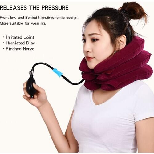 3 Layer Inflatable Air Cervical Neck Traction Device Soft Neck Collar for Pain Relief Neck Stretcher Pain Releave