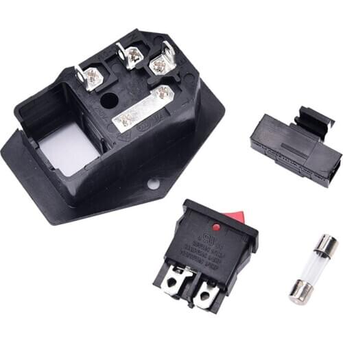 3Pin Iec320 C14 Inlet Module Plug Fuse Switch Male Power Socket 10A 250V